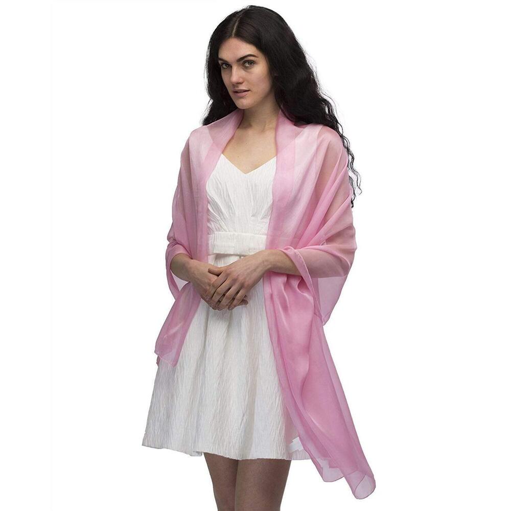 9739 Tms Soft Chiffon Satin Scarve Shawls Wraps For Evening Party Scarf